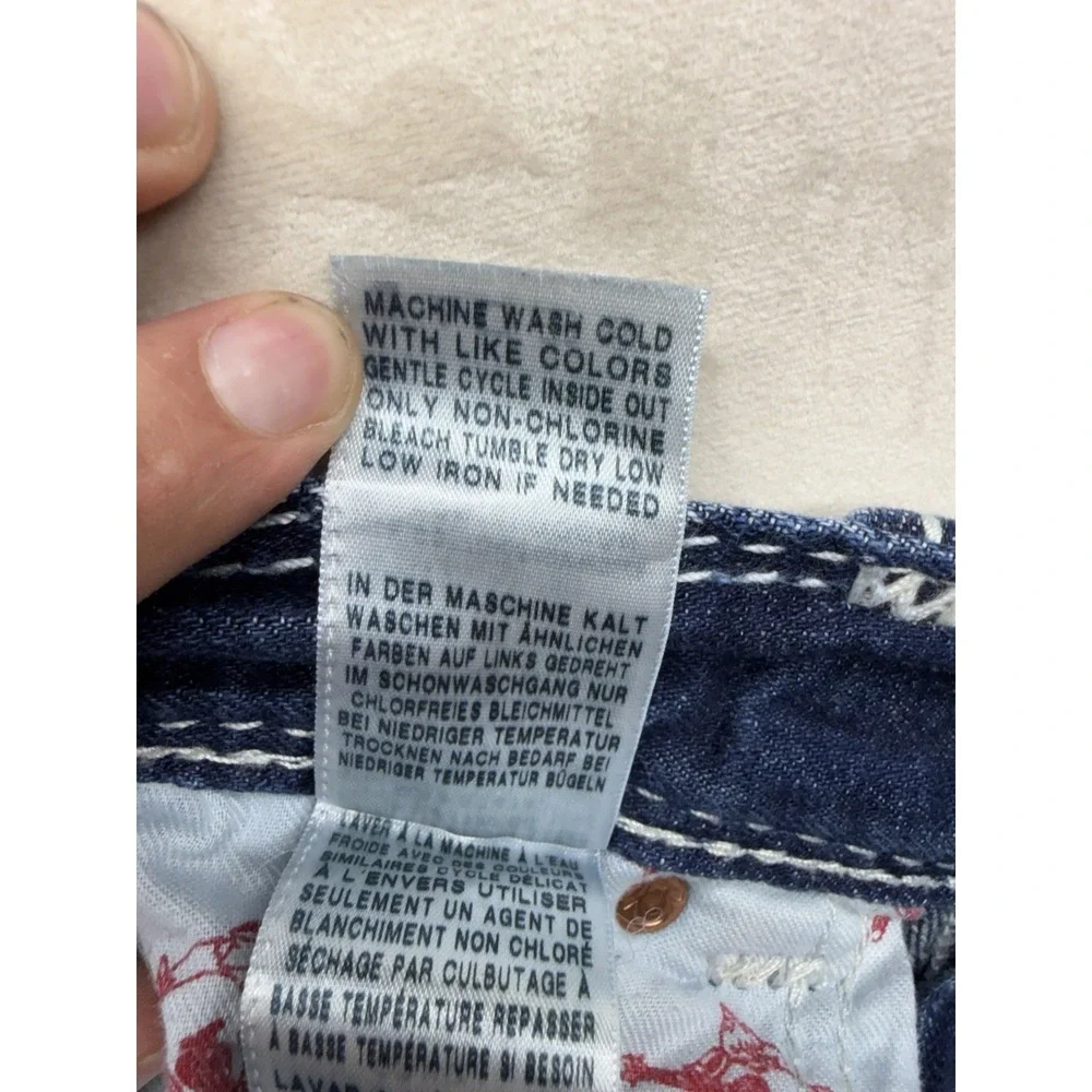 True Religion Straight Mega T Jeans Mens 33 Flap Pocket Mud Slinger Thick Stitch
